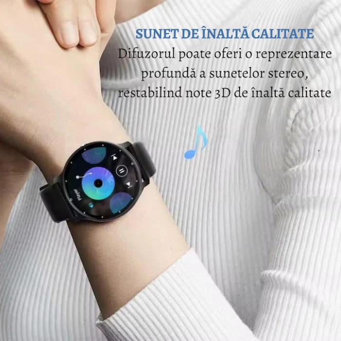 Ceas inteligent multifunctional VarioShop®, Bluetooth, ecran tactil 1.8”, apeluri si notificari, monitorizare puls, somn si oxigen, unisex, curea silicon, negru [7]