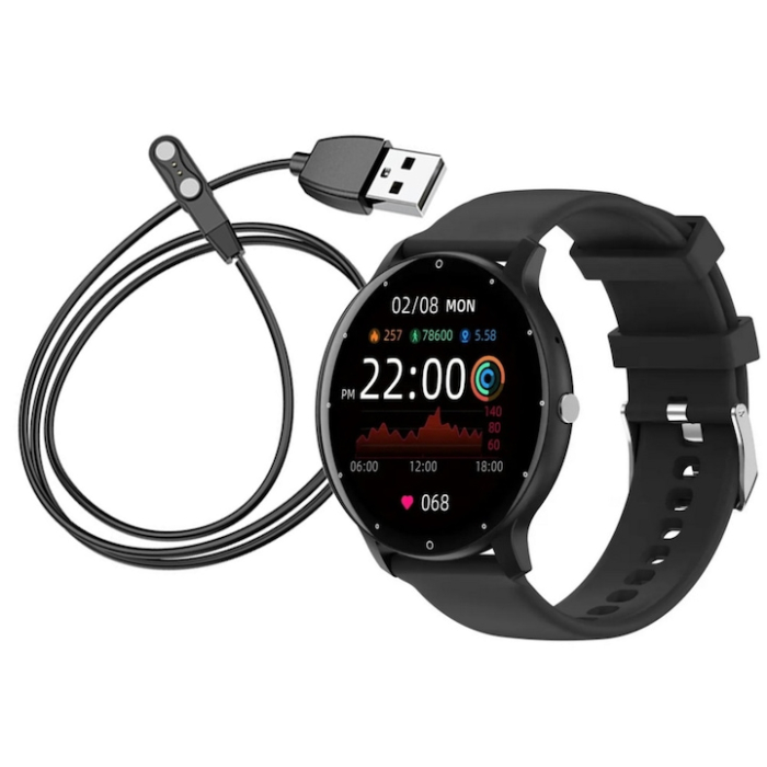 Ceas inteligent multifunctional VarioShop®, Bluetooth, ecran tactil 1.8”, apeluri si notificari, monitorizare puls, somn si oxigen, unisex, curea silicon, negru [11]