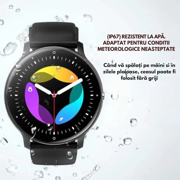 Ceas inteligent multifunctional VarioShop®, Bluetooth, ecran tactil 1.8”, apeluri si notificari, monitorizare puls, somn si oxigen, unisex, curea silicon, negru [4]