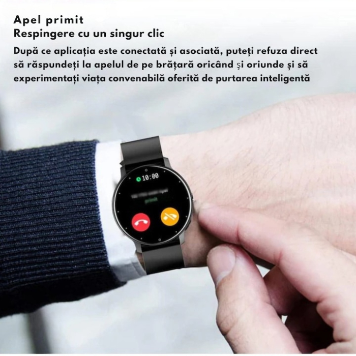 Ceas inteligent multifunctional VarioShop®, Bluetooth, ecran tactil 1.8”, apeluri si notificari, monitorizare puls, somn si oxigen, unisex, curea silicon, negru [3]