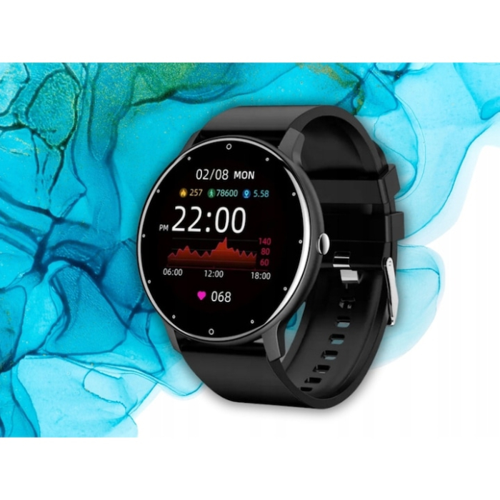 Ceas inteligent multifunctional VarioShop®, Bluetooth, ecran tactil 1.8”, apeluri si notificari, monitorizare puls, somn si oxigen, unisex, curea silicon, negru [9]