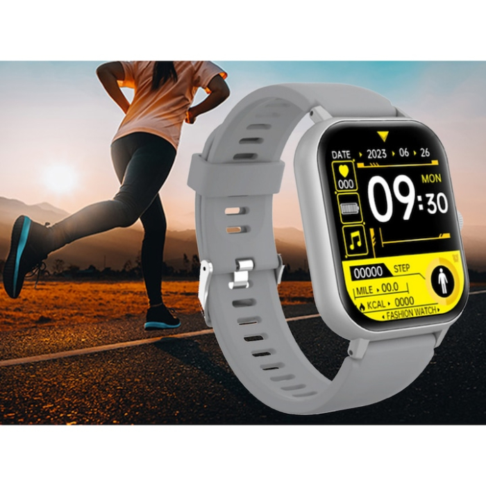 Ceas inteligent multifunctional VarioShop®, cu ecran tactil, monitorizare sanatate, 20 moduri sportive, notificari apeluri si mesaje, curea din silicon, unisex, autonomie 5-7 zile, gri [14]