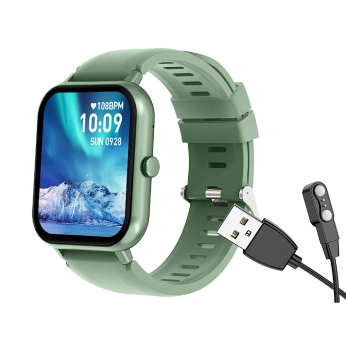 Ceas inteligent multifunctional VarioShop®, cu ecran tactil, monitorizare sanatate, 20 moduri sportive, notificari apeluri si mesaje, curea din silicon, unisex, autonomie 5-7 zile, verde [23]