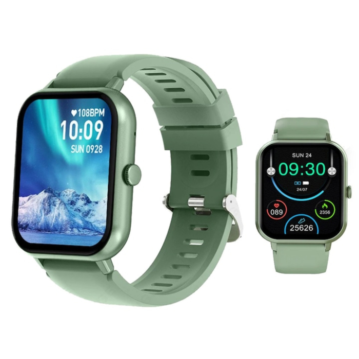 Ceas inteligent multifunctional VarioShop®, cu ecran tactil, monitorizare sanatate, 20 moduri sportive, notificari apeluri si mesaje, curea din silicon, unisex, autonomie 5-7 zile, verde [17]