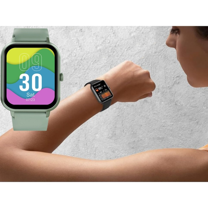Ceas inteligent multifunctional VarioShop®, cu ecran tactil, monitorizare sanatate, 20 moduri sportive, notificari apeluri si mesaje, curea din silicon, unisex, autonomie 5-7 zile, verde [19]