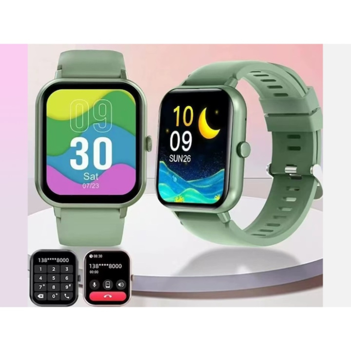 Ceas inteligent multifunctional VarioShop®, cu ecran tactil, monitorizare sanatate, 20 moduri sportive, notificari apeluri si mesaje, curea din silicon, unisex, autonomie 5-7 zile, verde [20]