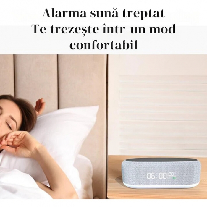 Ceas Multifunctional 4in1 VarioShop®, Design Modern, Alarma, Incarcator Wireless, Lumina Ambientala, Afisarea temperaturii, Afisaj LED, 20x10x6, 5cm, Gri-Negru [4]