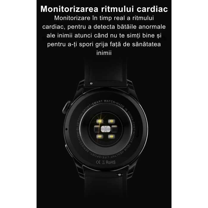 Ceas Smart VarioShop®, Bluetooth HD, ECG, Ritm Cardiac 24/7, Fitness Tracker Multi-Sport, Ecran 1.78″ 4D, Curea Metalica/Silicon [6]