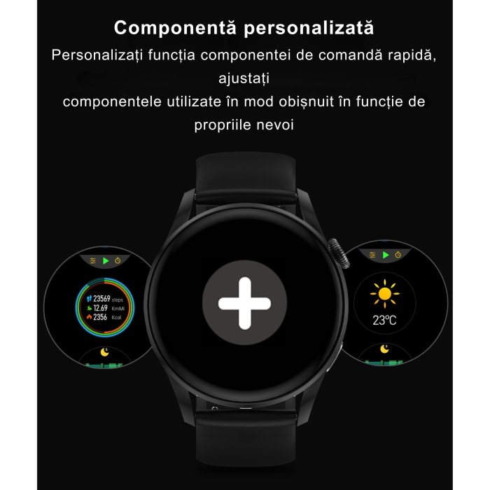 Ceas Smart VarioShop®, Bluetooth HD, ECG, Ritm Cardiac 24/7, Fitness Tracker Multi-Sport, Ecran 1.78″ 4D, Curea Metalica/Silicon [2]