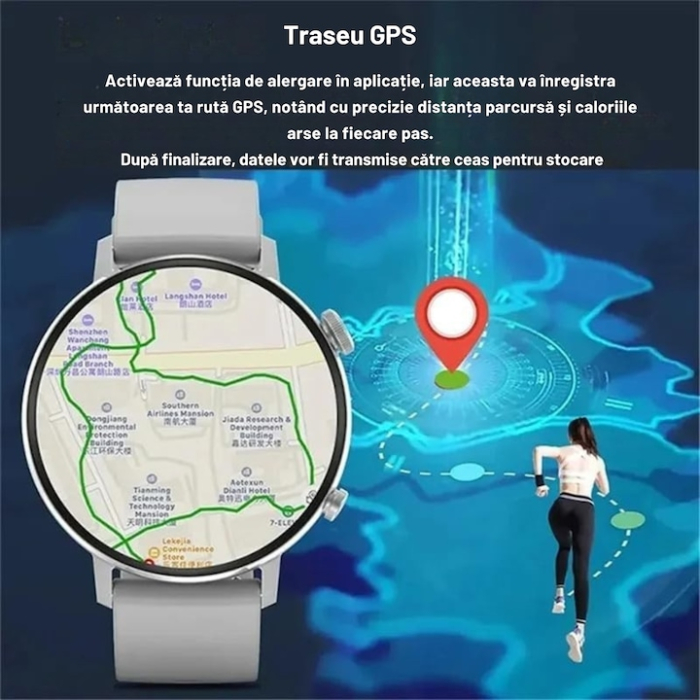 Ceas Smart VarioShop®, Incarcare Wireless, EKG, Apeluri si Notificari Bluetooth, Monitorizare Puls, Functii Multiple, Auriu Roz [9]