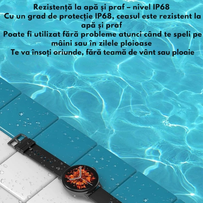 Ceas Smart VarioShop®, Incarcare Wireless, EKG, Apeluri si Notificari Bluetooth, Monitorizare Puls, Functii Multiple, Auriu Roz [8]