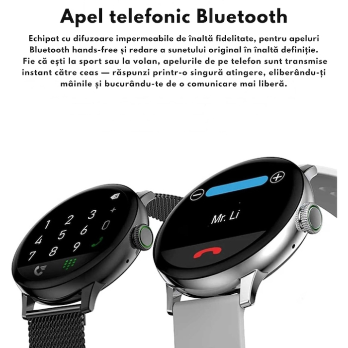 Ceas Smart VarioShop®, Incarcare Wireless, EKG, Apeluri si Notificari Bluetooth, Monitorizare Puls, Functii Multiple, Auriu Roz [12]