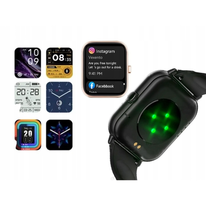Ceas Smart VarioShop® monitorizare sanatate, apeluri, notificari, 7 moduri sportive, ecran tactil color, 2 curele, compatibil Android si iOS [7]