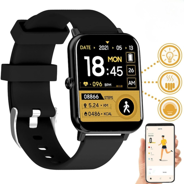 Ceas Smart VarioShop® monitorizare sanatate, apeluri, notificari, 7 moduri sportive, ecran tactil color, 2 curele, compatibil Android si iOS [11]