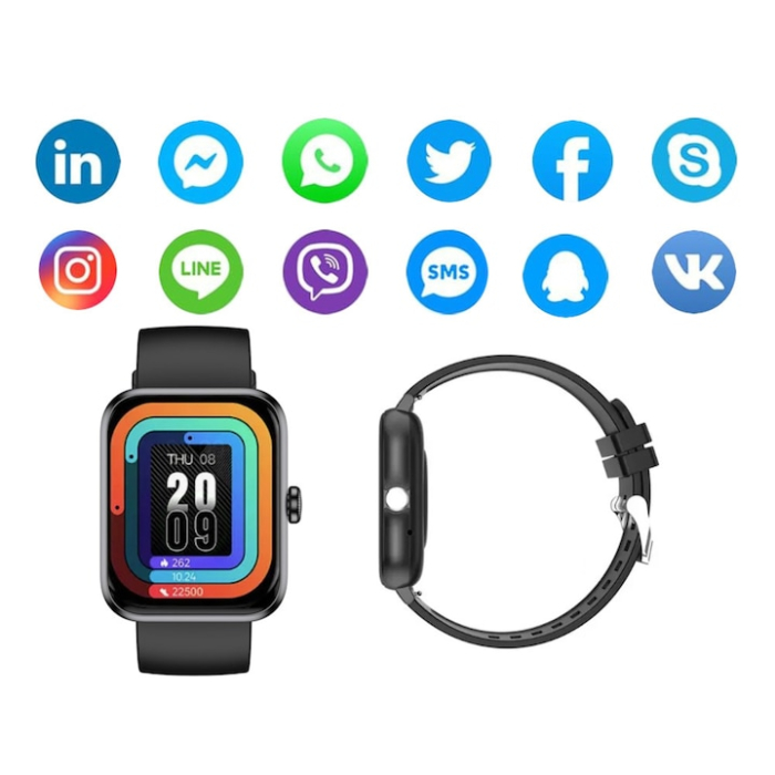 Ceas Smart VarioShop® monitorizare sanatate, apeluri, notificari, 7 moduri sportive, ecran tactil color, 2 curele, compatibil Android si iOS [10]