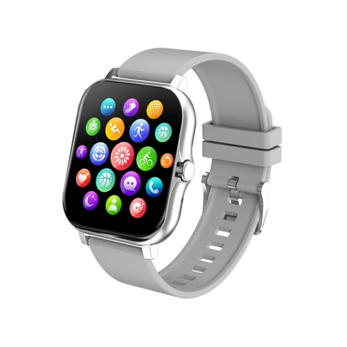 Ceas Smart VarioShop® monitorizare sanatate, apeluri, notificari, 7 moduri sportive, ecran tactil color, 2 curele, compatibil Android si iOS, gri [9]