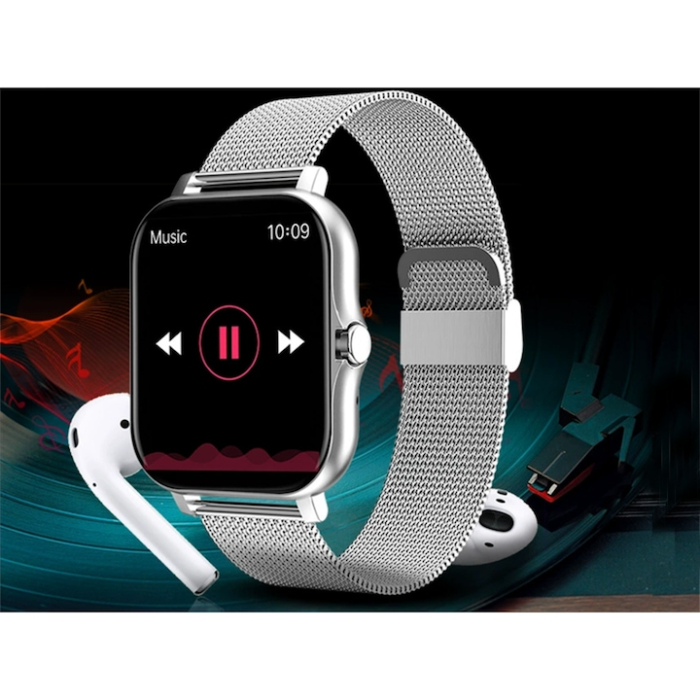 Ceas Smart VarioShop® monitorizare sanatate, apeluri, notificari, 7 moduri sportive, ecran tactil color, 2 curele, compatibil Android si iOS, gri [7]