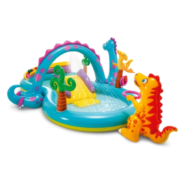 Piscina gonflabila copii VarioShop® Dinoland, cu tobogan, fantana de apa si 6 mingi, 280 L, 302x229x112 cm [14]