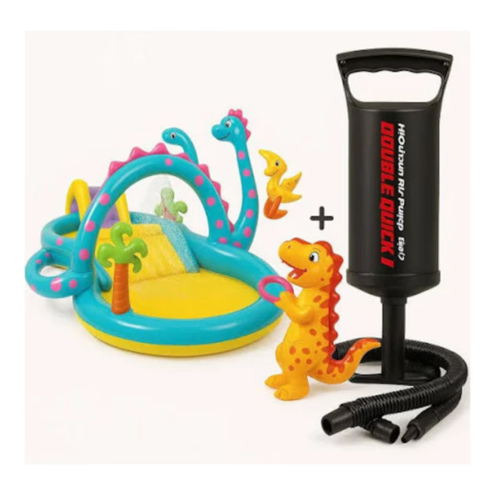 Piscina gonflabila copii VarioShop® Dinoland, cu tobogan, fantana de apa si 6 mingi, 280 L, 302x229x112 cm [13]