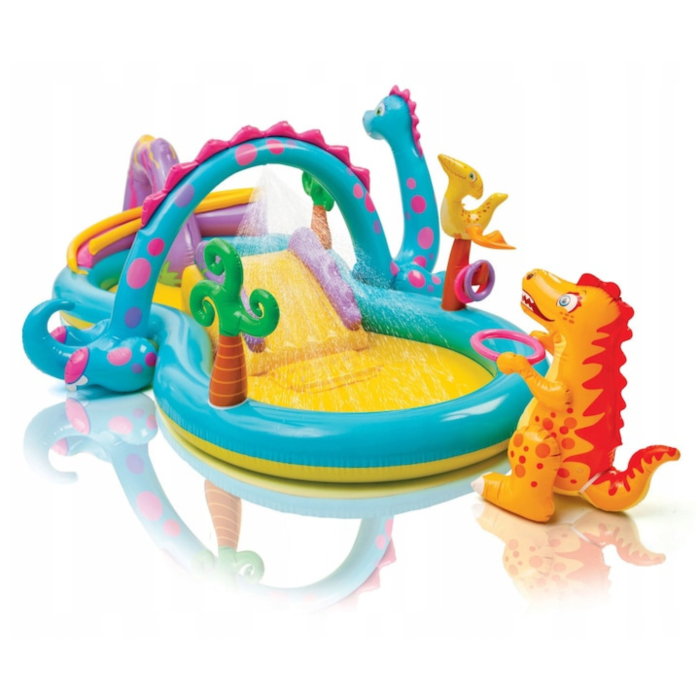 Piscina gonflabila copii VarioShop® Dinoland, cu tobogan, fantana de apa si 6 mingi, 280 L, 302x229x112 cm [15]