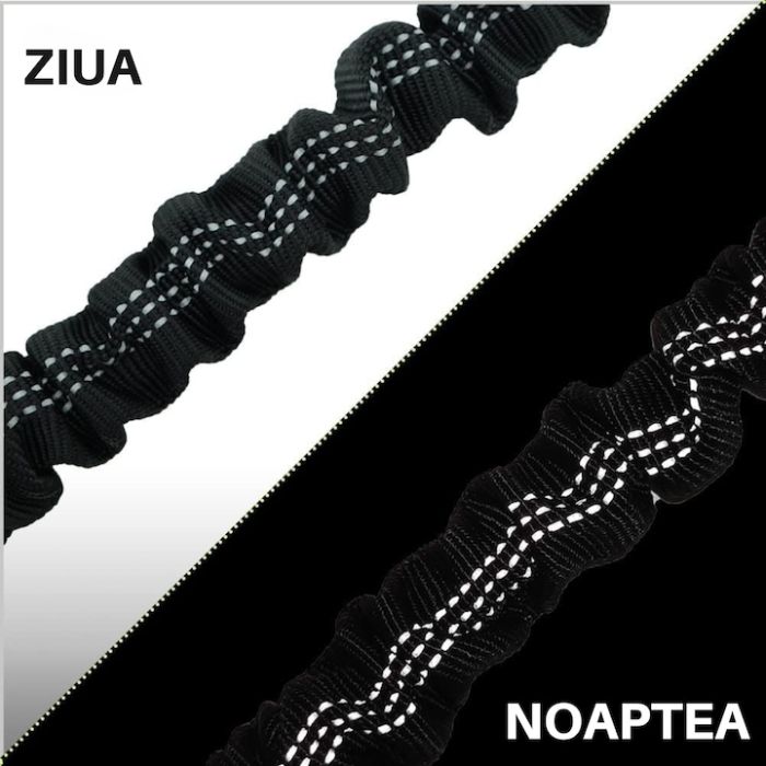 Centura de siguranta auto pentru animale VarioShop®, amortizor de socuri, fire reflectorizante, reglabila, elastica, 95 cm, Negru [5]