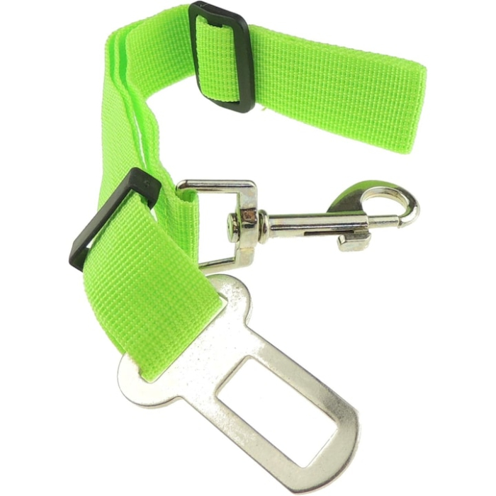 Centura de siguranta auto pentru caini si pisici VarioShop®, lesa, reglabila, design cu dublu sistem de siguranta, Verde [5]