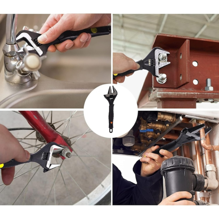 Cheie reglabila VarioShop®, 0–35 mm, din otel carbon rezistent, maner ergonomic TPR antiderapant, scala gravata cu laser, utilizare universala [3]