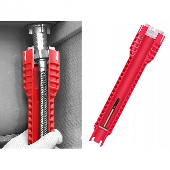 Cheie universala pentru instalatii sanitare VarioShop®, montaj baterii si chiuvete, reglabila, ergonomica, plastic/otel, Rosu [6]
