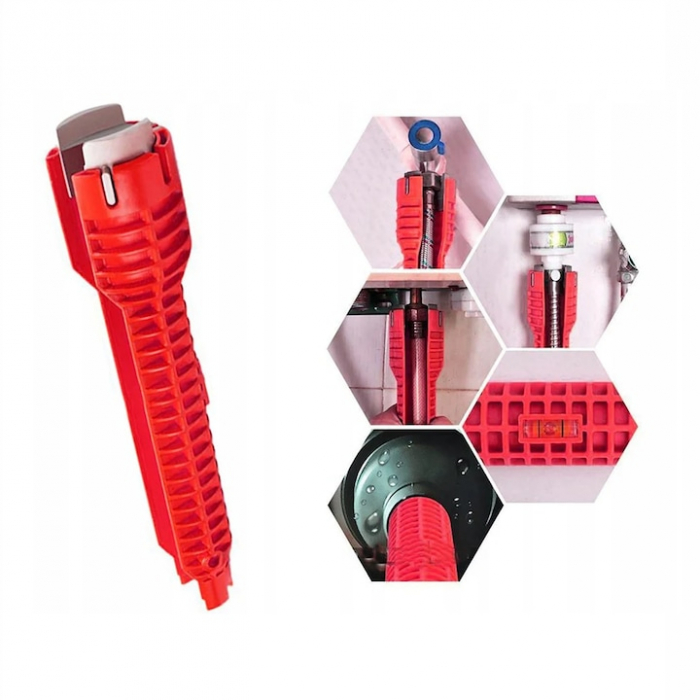 Cheie universala pentru instalatii sanitare VarioShop®, montaj baterii si chiuvete, reglabila, ergonomica, plastic/otel, Rosu [10]