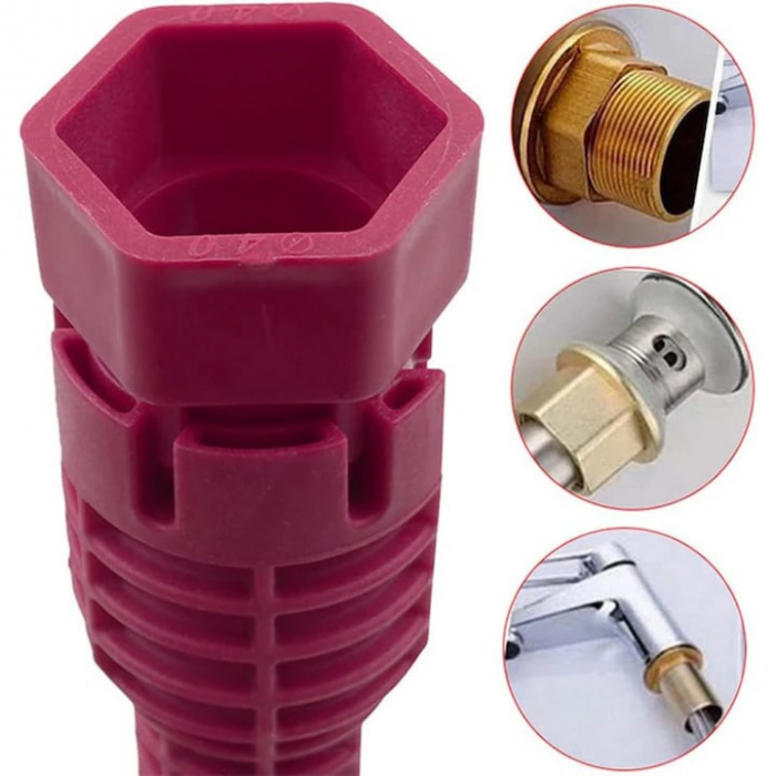 Cheie universala pentru instalatii sanitare VarioShop®, montaj baterii si chiuvete, reglabila, ergonomica, plastic/otel, Rosu [11]