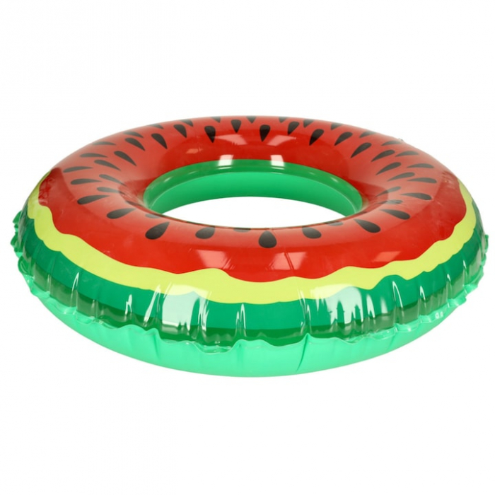 Colac de inot VarioShop®, model pepene verde 110 cm, design unic, usor de umflat si transportat, ideal pentru plaja, piscina si petreceri acvatice, Rosu [2]