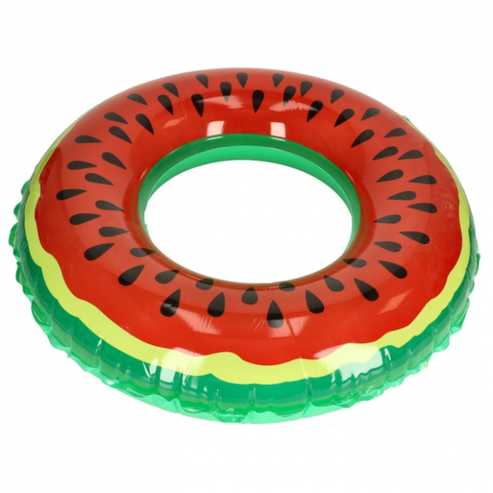 Colac de inot VarioShop®, model pepene verde 110 cm, design unic, usor de umflat si transportat, ideal pentru plaja, piscina si petreceri acvatice, Rosu [6]