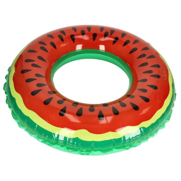 Colac de inot VarioShop®, model pepene verde 80 cm, design unic, usor de umflat si transportat, ideal pentru plaja, piscina si petreceri acvatice, Rosu [4]