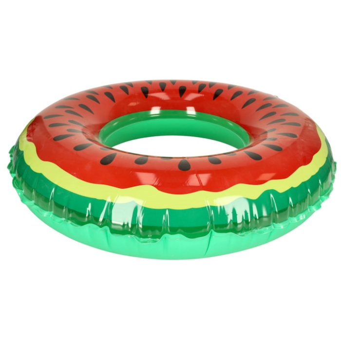 Colac de inot VarioShop®, model pepene verde 80 cm, design unic, usor de umflat si transportat, ideal pentru plaja, piscina si petreceri acvatice, Rosu [2]