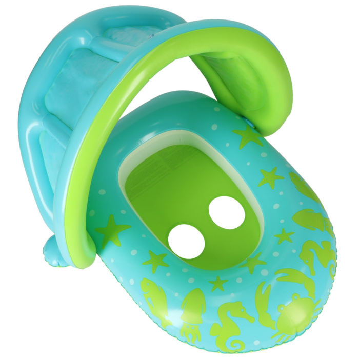 Colac gonflabil copii 1-2 ani VarioShop®, cu protectie solara si scaun, verde-albastru [3]