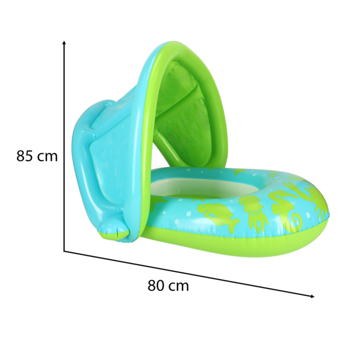 Colac gonflabil copii 1-2 ani VarioShop®, cu protectie solara si scaun, verde-albastru [4]