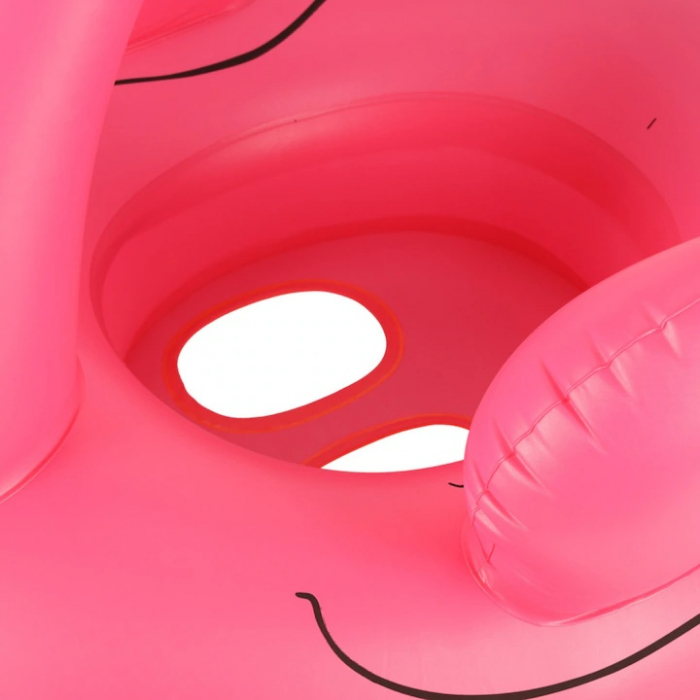 Colac gonflabil pentru copii VarioShop®, in forma de flamingo, jucarie din PVC, cu aripioare laterale ca manere si gauri pentru picioare, ideal pentru piscina, mare sau lac, Roz [2]