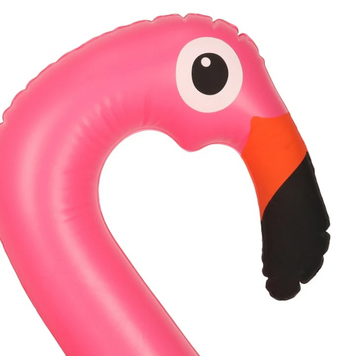 Colac gonflabil pentru copii VarioShop®, in forma de flamingo, jucarie din PVC, cu aripioare laterale ca manere si gauri pentru picioare, ideal pentru piscina, mare sau lac, Roz [8]