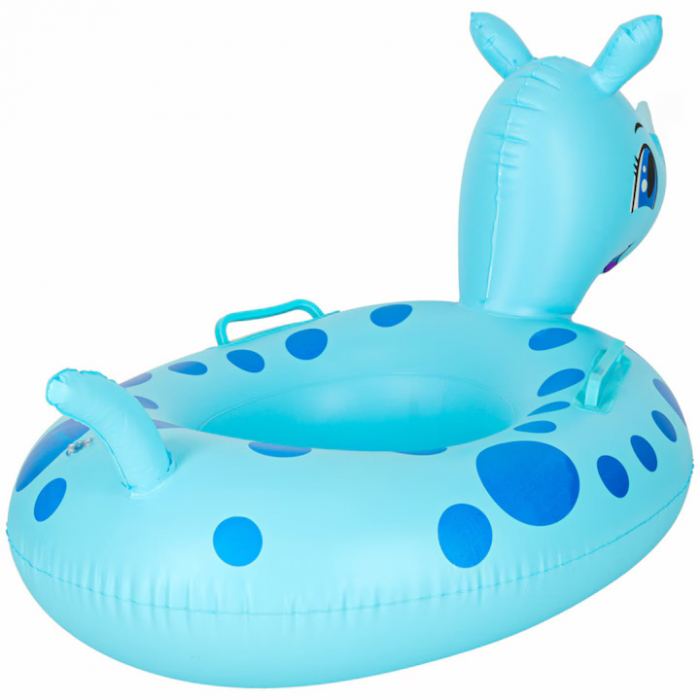 Colac gonflabil tip ponton pentru copii VarioShop®, in forma de rinocer, jucarie acvatica din PVC durabil, cu scaun si manere laterale, ideala pentru piscina sau vacante la mare, Albastru [4]