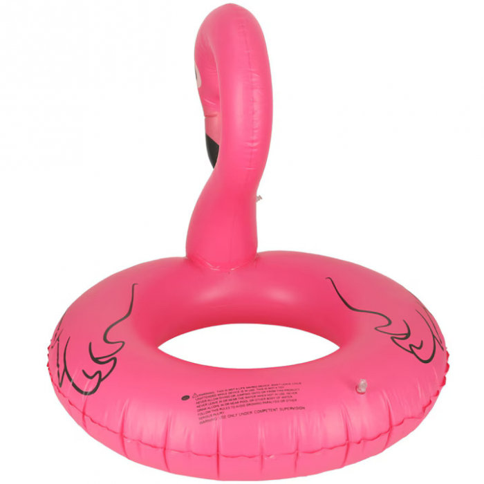 Colac gonflabil VarioShop®, in forma de flamingo pentru copii, 90 cm, design atragator, durabil si sigur pentru joaca si relaxare in apa, greutate maxima 70 kg, Roz [10]