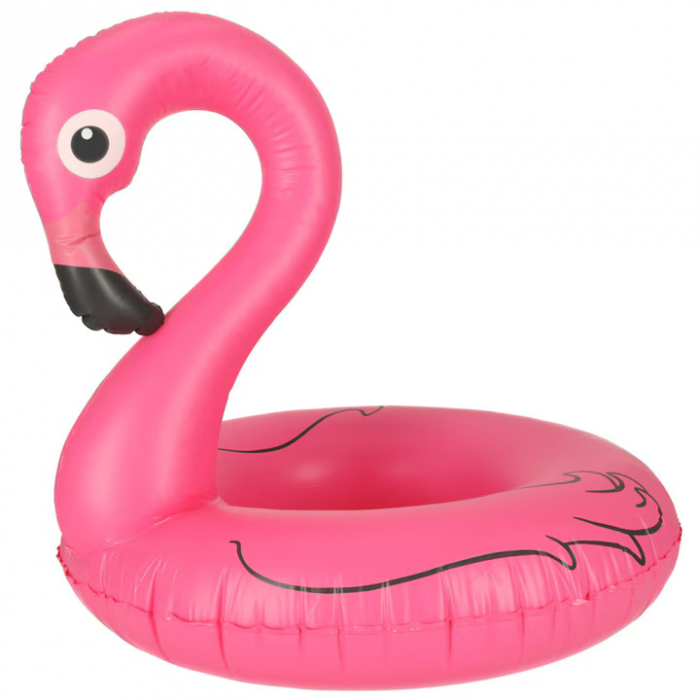 Colac gonflabil VarioShop®, in forma de flamingo pentru copii, 90 cm, design atragator, durabil si sigur pentru joaca si relaxare in apa, greutate maxima 70 kg, Roz [3]