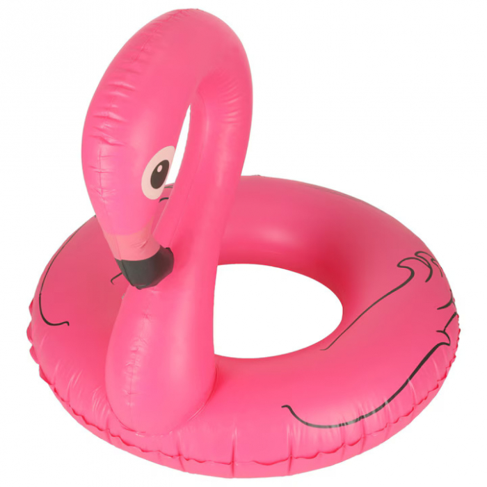 Colac gonflabil VarioShop®, in forma de flamingo pentru copii, 90 cm, design atragator, durabil si sigur pentru joaca si relaxare in apa, greutate maxima 70 kg, Roz [9]
