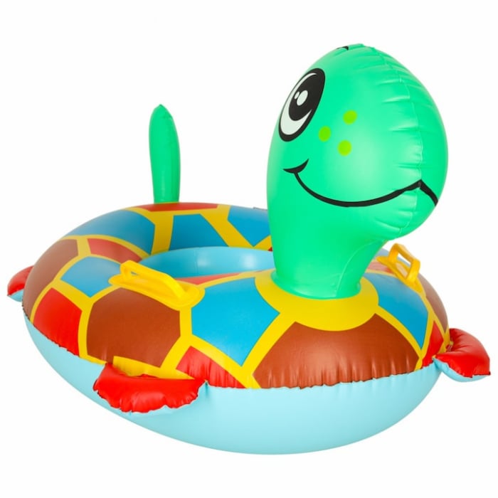 Colac ponton gonflabil pentru copii VarioShop®, in forma de testoasa, jucarie acvatica din PVC cu manere laterale, ideala pentru piscina, mare sau lac, Multicolo [5]