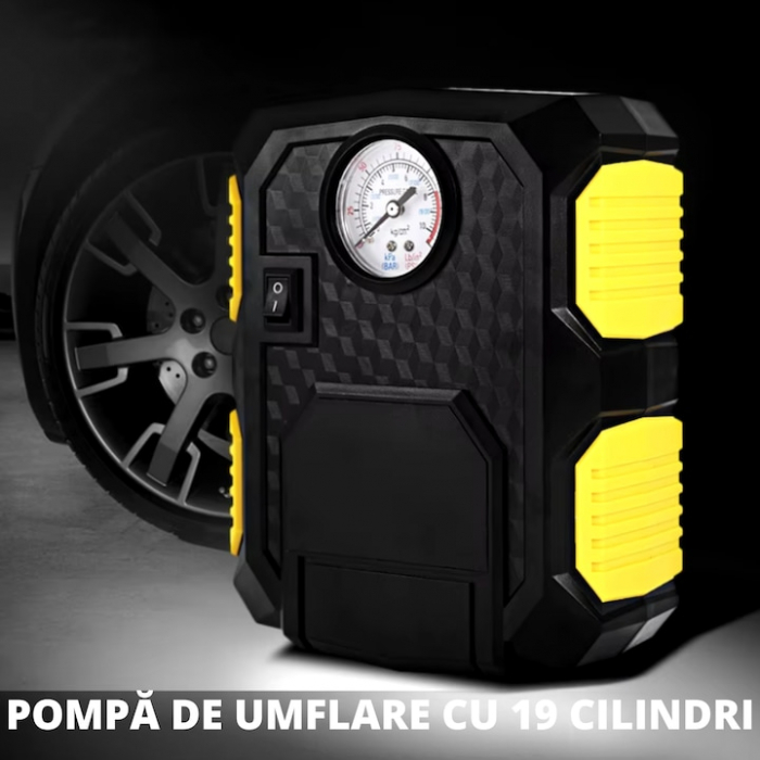 Compresor auto 12V VarioShop®, Ideal pentru umflarea tuturor tipurilor de anvelope auto, motociclete, biciclete, mingi, saltele, 150PSI/10BAR, 120W [2]