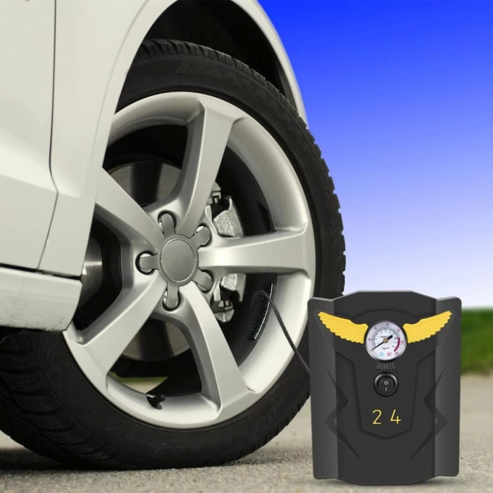 Compresor auto VarioShop®, Ideal pentru umflarea tuturor tipurilor de anvelope auto, motociclete, biciclete, mingi, saltele, 150PSI/10BAR, 120W, 19 x 15 x 5 cm, Negru [9]