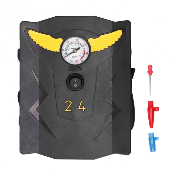 Compresor auto VarioShop®, Ideal pentru umflarea tuturor tipurilor de anvelope auto, motociclete, biciclete, mingi, saltele, 150PSI/10BAR, 120W, 19 x 15 x 5 cm, Negru [14]