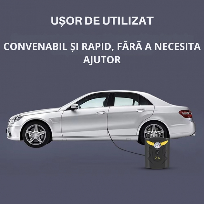 Compresor auto VarioShop®, Ideal pentru umflarea tuturor tipurilor de anvelope auto, motociclete, biciclete, mingi, saltele, 150PSI/10BAR, 120W, 19 x 15 x 5 cm, Negru [7]