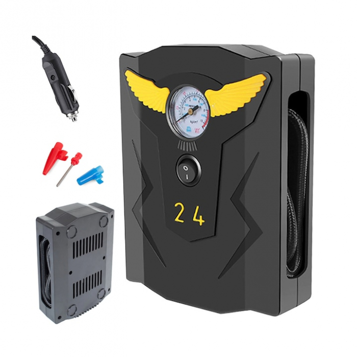Compresor auto VarioShop®, Ideal pentru umflarea tuturor tipurilor de anvelope auto, motociclete, biciclete, mingi, saltele, 150PSI/10BAR, 120W, 19 x 15 x 5 cm, Negru [16]