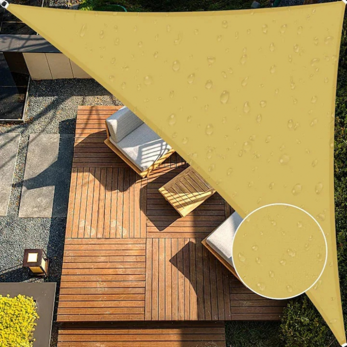 Copertina impermeabila crem pentru soare 4 x 4 x 4 cm VarioShop®, copertina triunghiulara, cu agatatoare, densitate 120 g/mp [8]