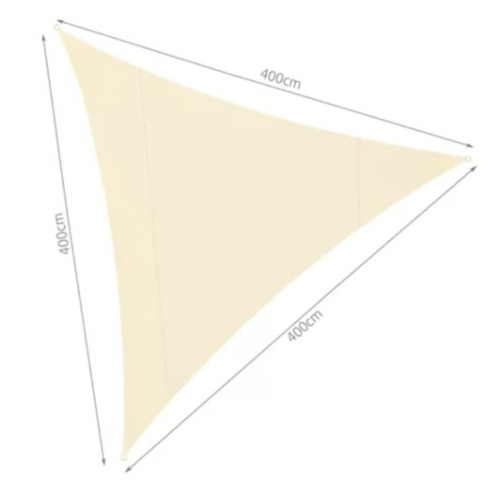 Copertina impermeabila crem pentru soare 4 x 4 x 4 cm VarioShop®, copertina triunghiulara, cu agatatoare, densitate 120 g/mp [14]